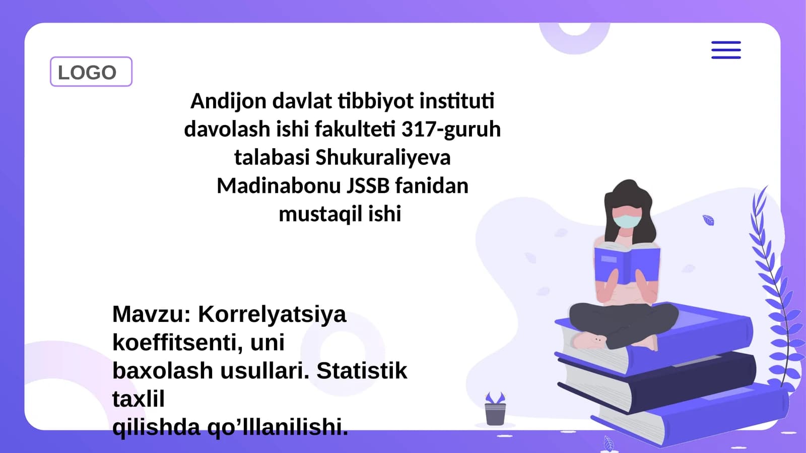 Korrelyatsiya koeffitsenti, uni baxolash usullari. Statistik taxlil qilishda qoʼlllanilishi