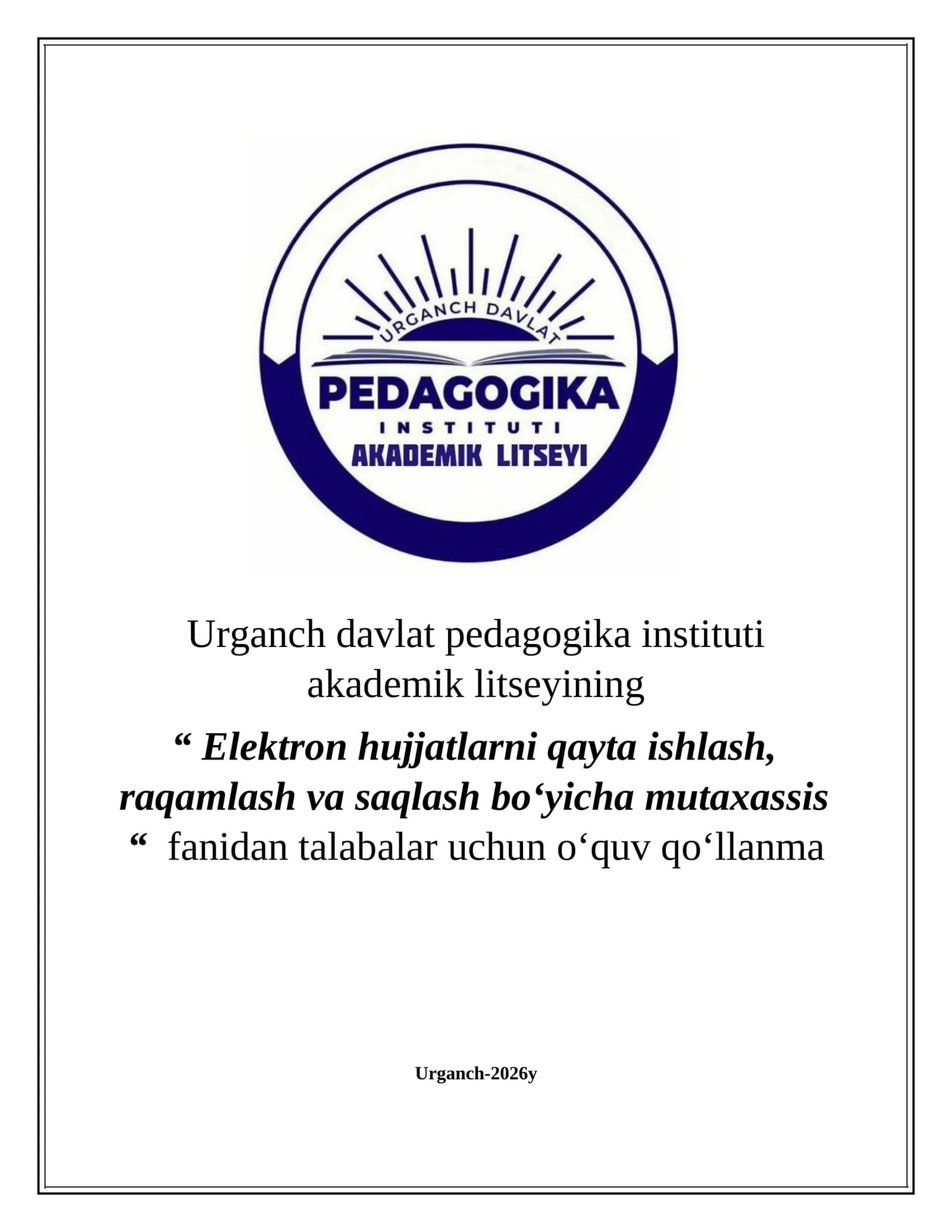 ELEKTRON DARSLIKLAR VA INTERAKTIV RESURSLAR