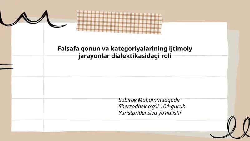 Falsafa qonun va kategoriyalarining ijtimoiy jarayonlar dialektikasidagi roli