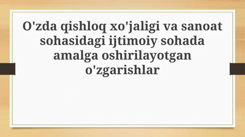 O'zbekistonda ijtimoiy islohotlarning umumiy yo'nalishi
