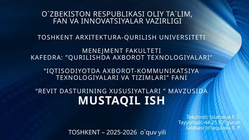 Revit dasturi haqida