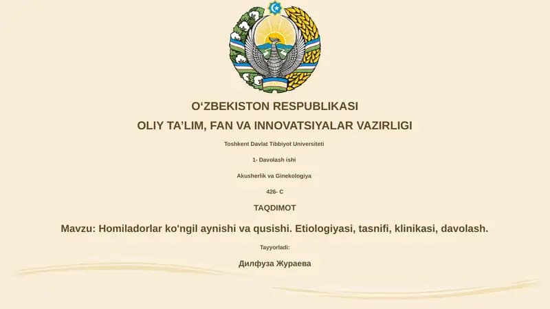 Homiladorlar ko'ngil aynishi va qusishi