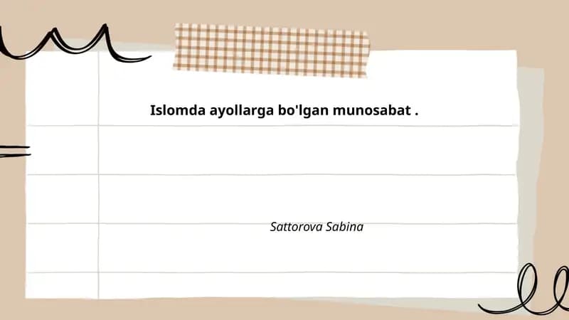 Islomda ayollarga bo'lgan munosabat