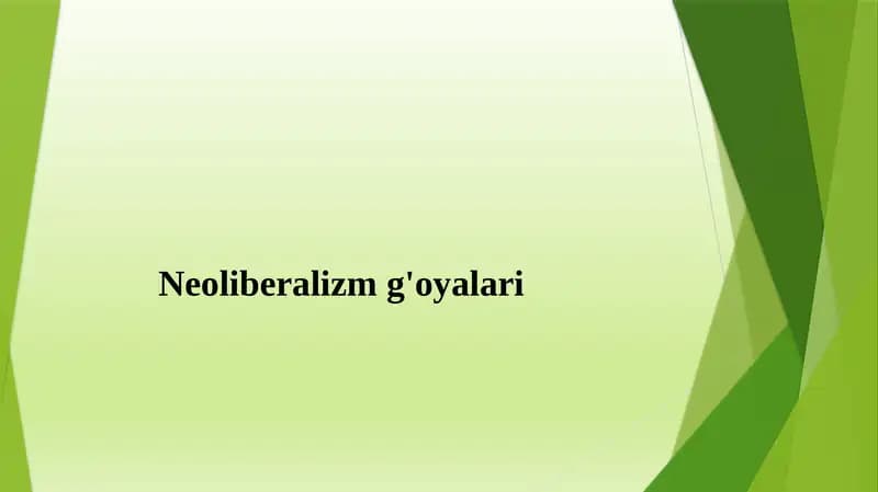 Neoliberalizm g'oyalari