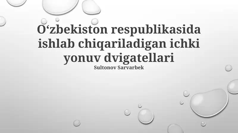 Oʻzbekistonda Ishlab Chiqarilgan Ichki Yonish Dvigatellari