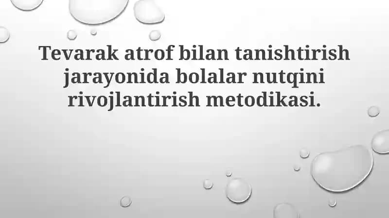 Nutqni rivojlantirish bo'yicha amaliy mashg'ulotlar va metodik tavsiyalar