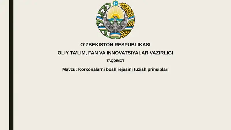Korxonalarni bosh rejasi tuzish prinsiplari
