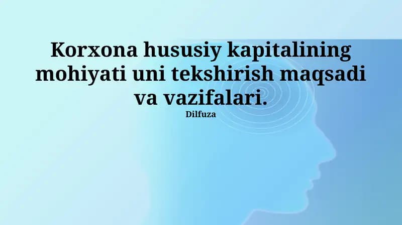 Xususiy kapitalning mohiyati