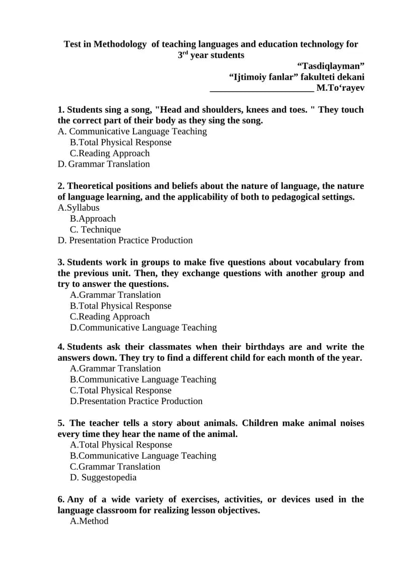 Methodology of teaching languages and education technology for 3rd year students