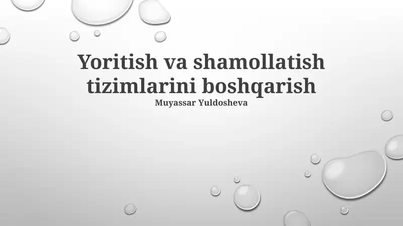 Yoritish va shamollatish tizimlarini boshqarish