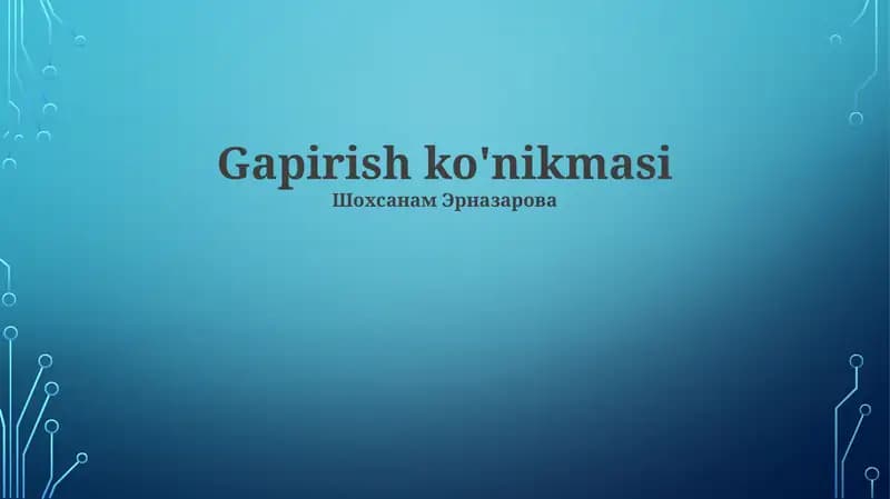 Gapirish ko'nikmasi