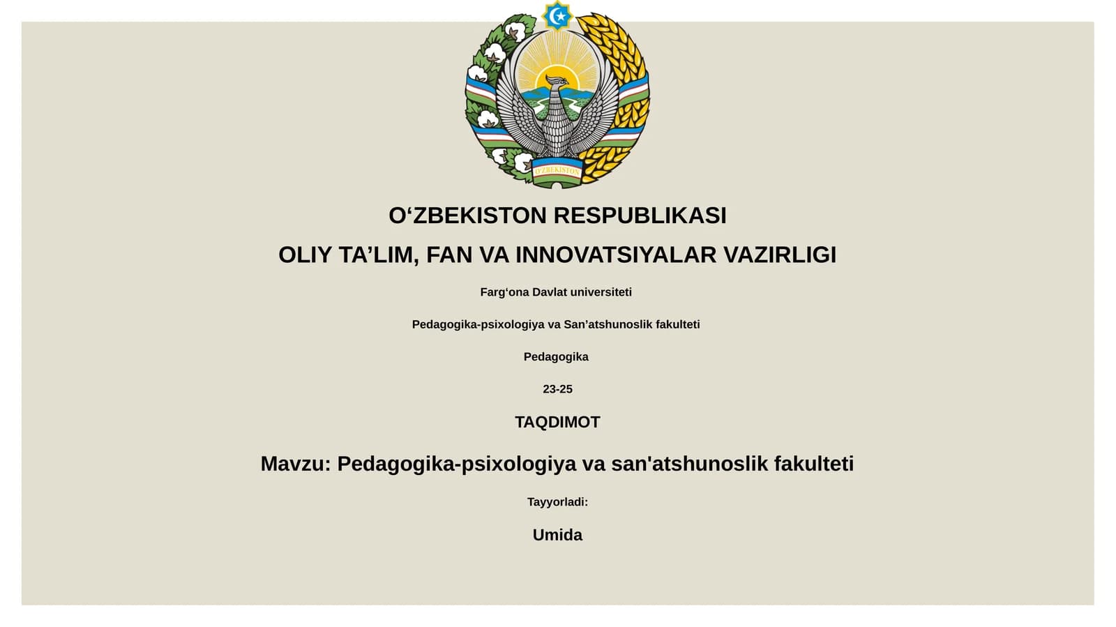 Pedagogika-psixologiya va san'atshunoslik fakulteti