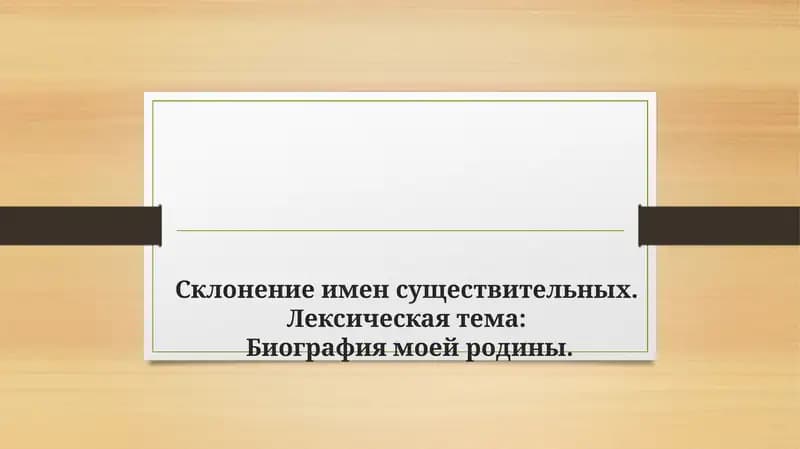 Склонение имен существительных. Лексическая тема Биография моей родины.