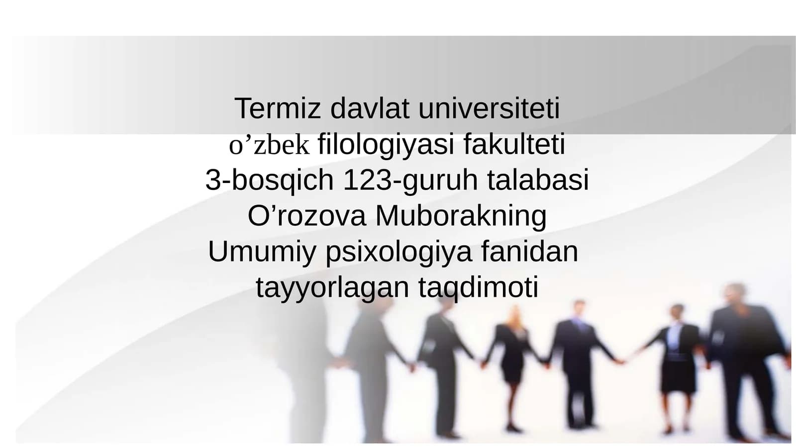 Umumiy psixologiya fanidan tayyorlagan taqdimoti