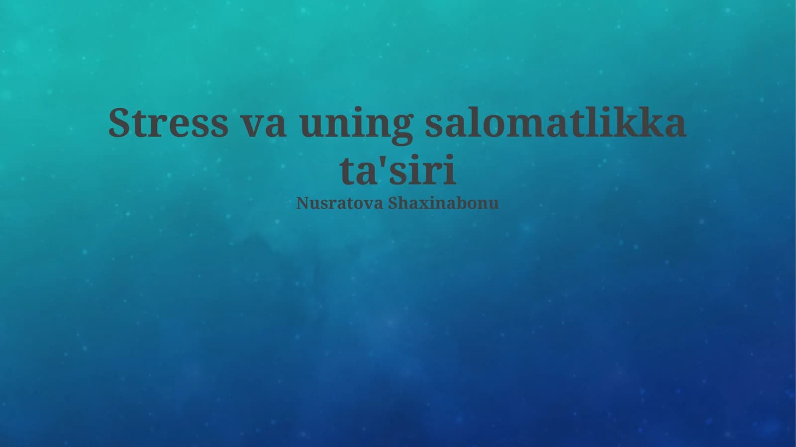 Stress va uning salomatlikka ta'siri