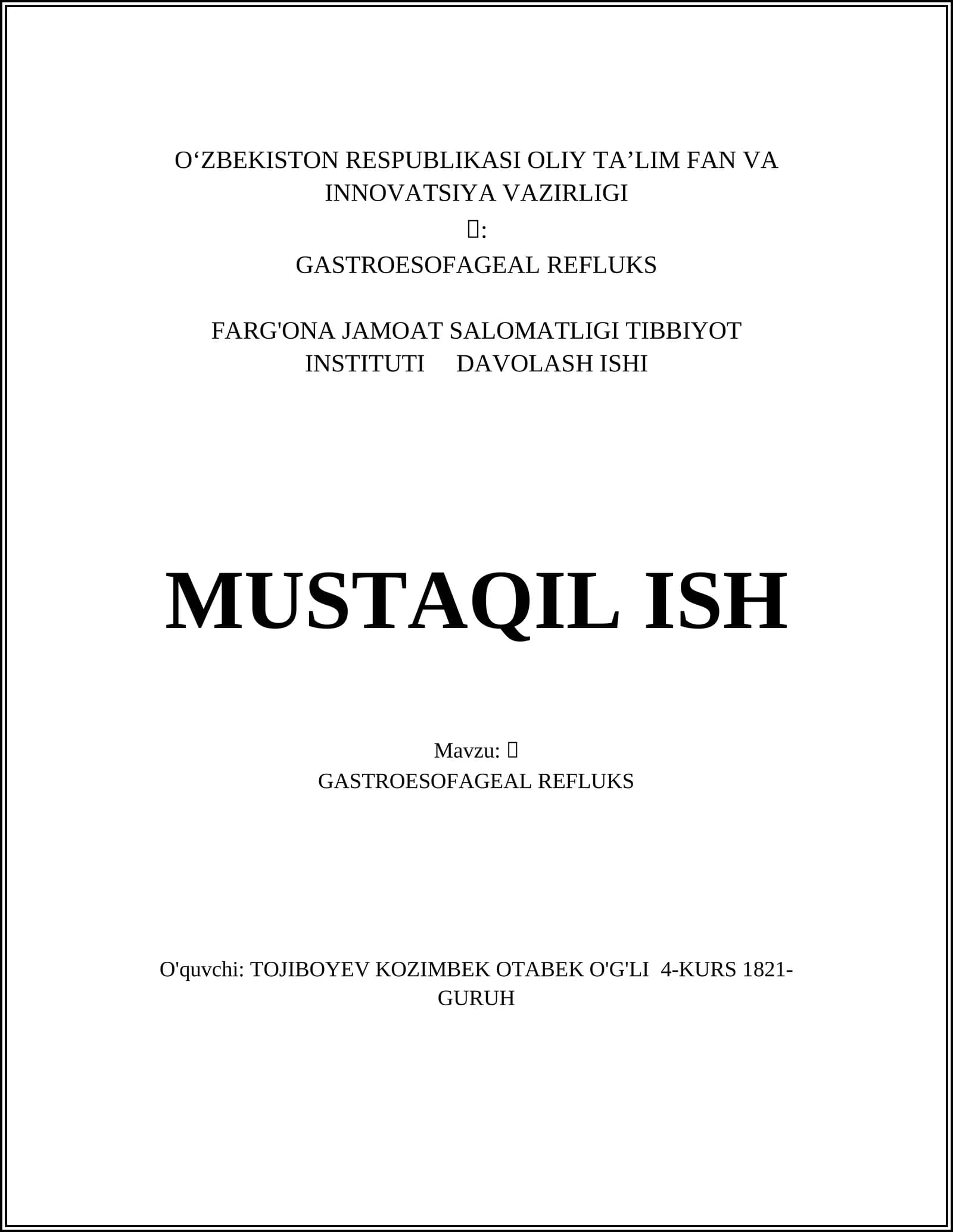 GASTROESOFAGEAL REFLUKS