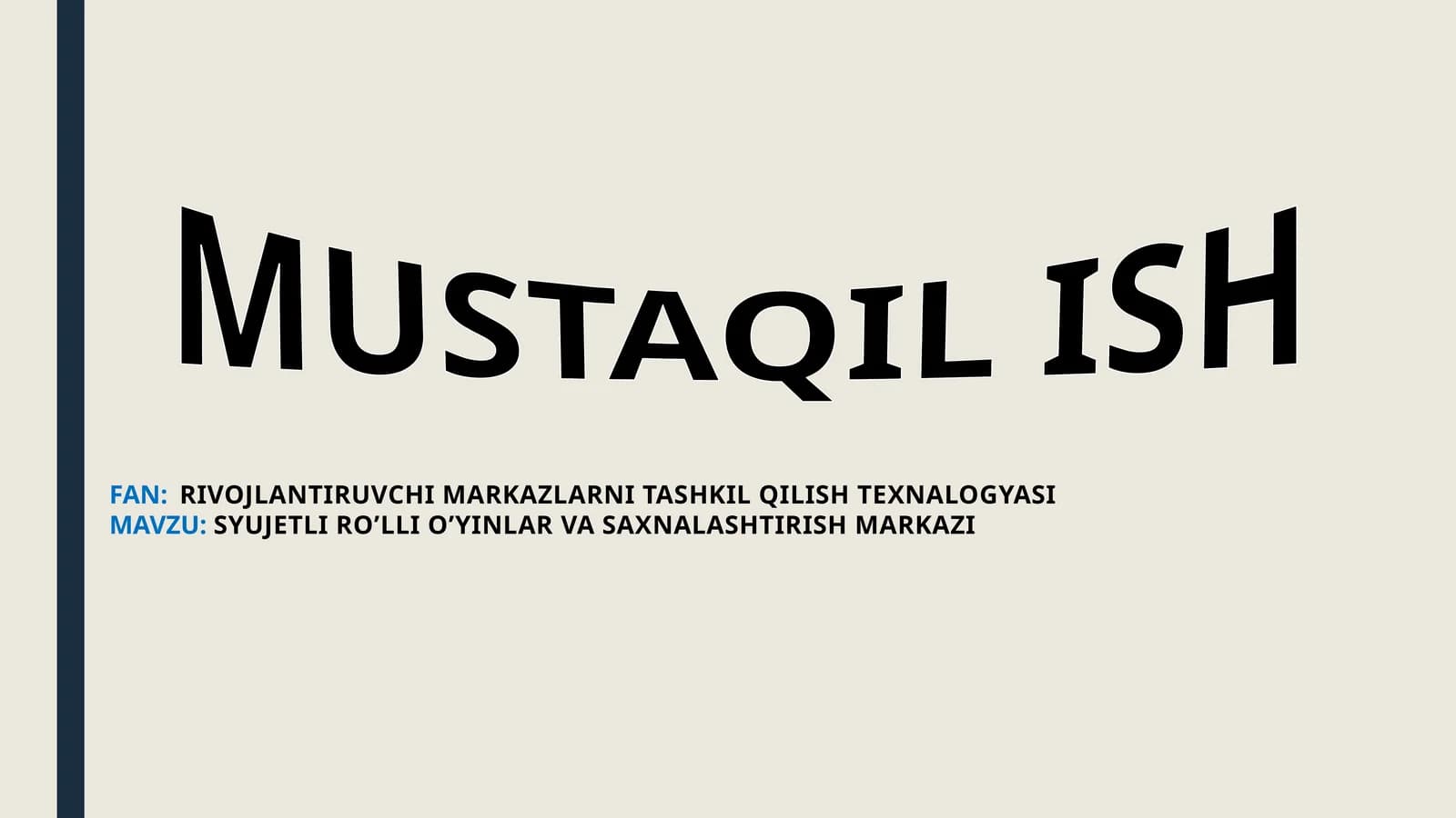 SYUJETLI RO’LLI O’YINLAR VA SAXNALASHTIRISH MARKAZI