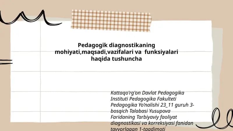 Tarbiyaviy faoliyat diagnostikasi va korreksiyasi