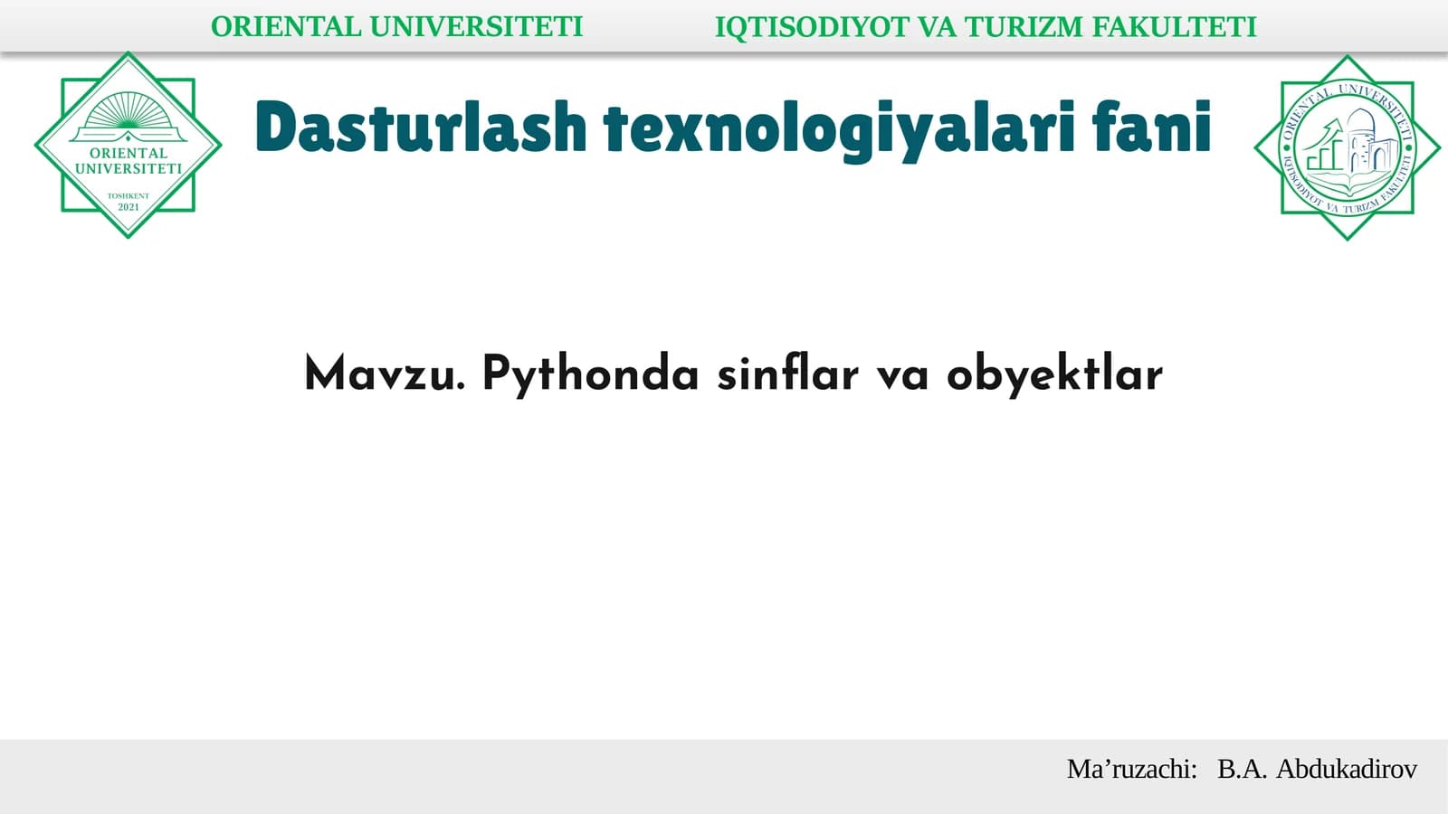 Pythonda sinflar va obyektlar