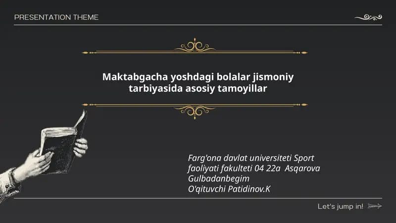 Maktabgacha yoshdagi bolalar jismoniy tarbiyasida asosiy tamoyillar