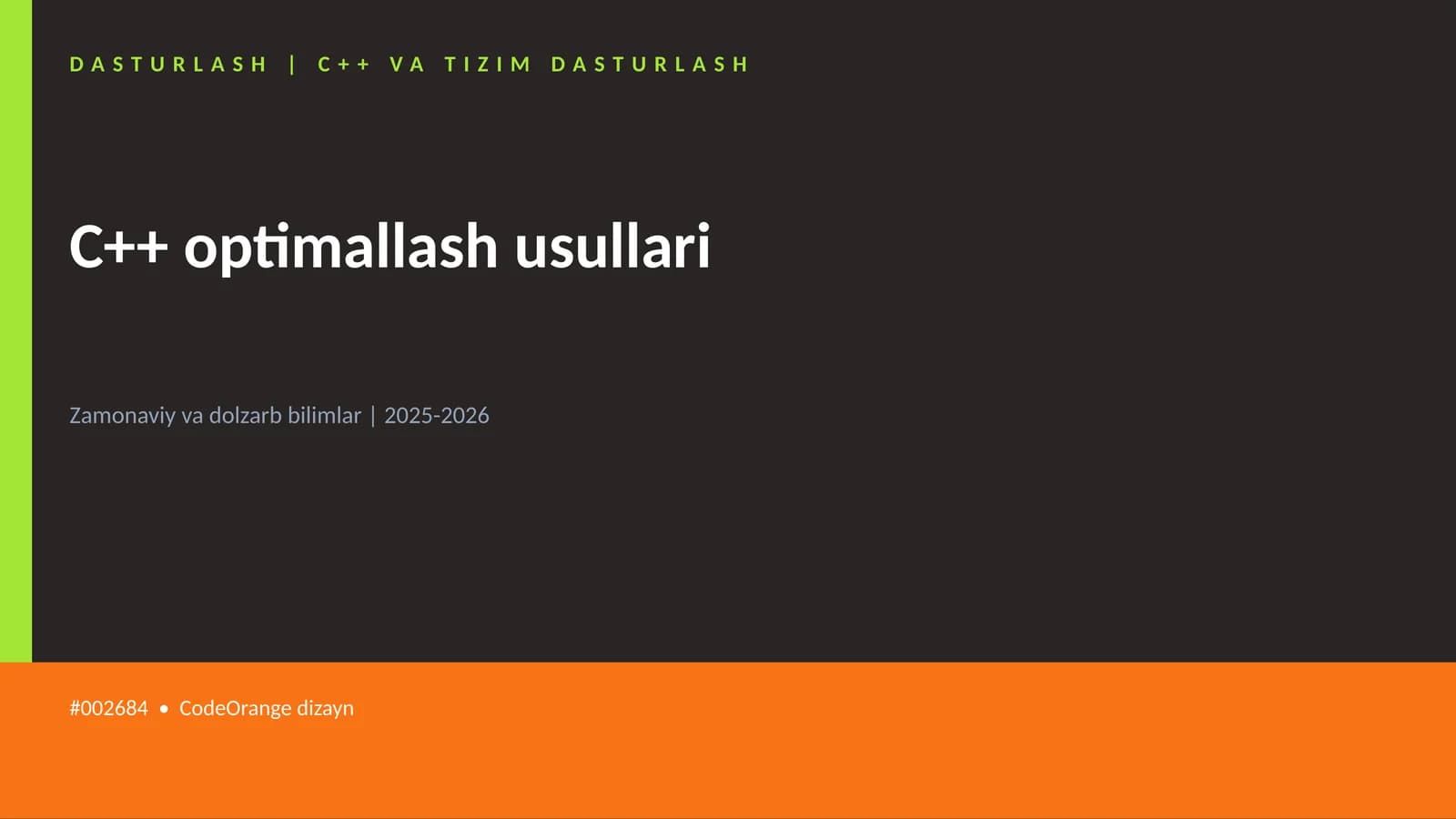 C++ optimallash usullari