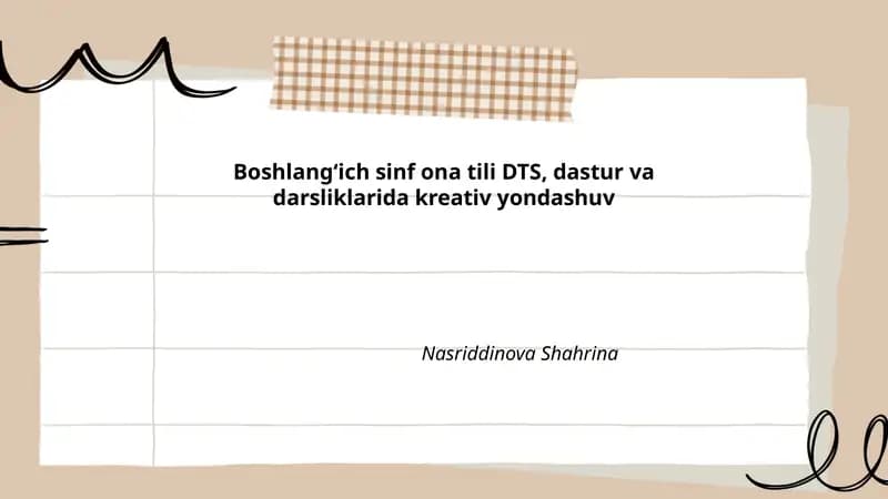 Boshlangʻich sinf ona tili DTSda kreativ yondashuv tamoyillari