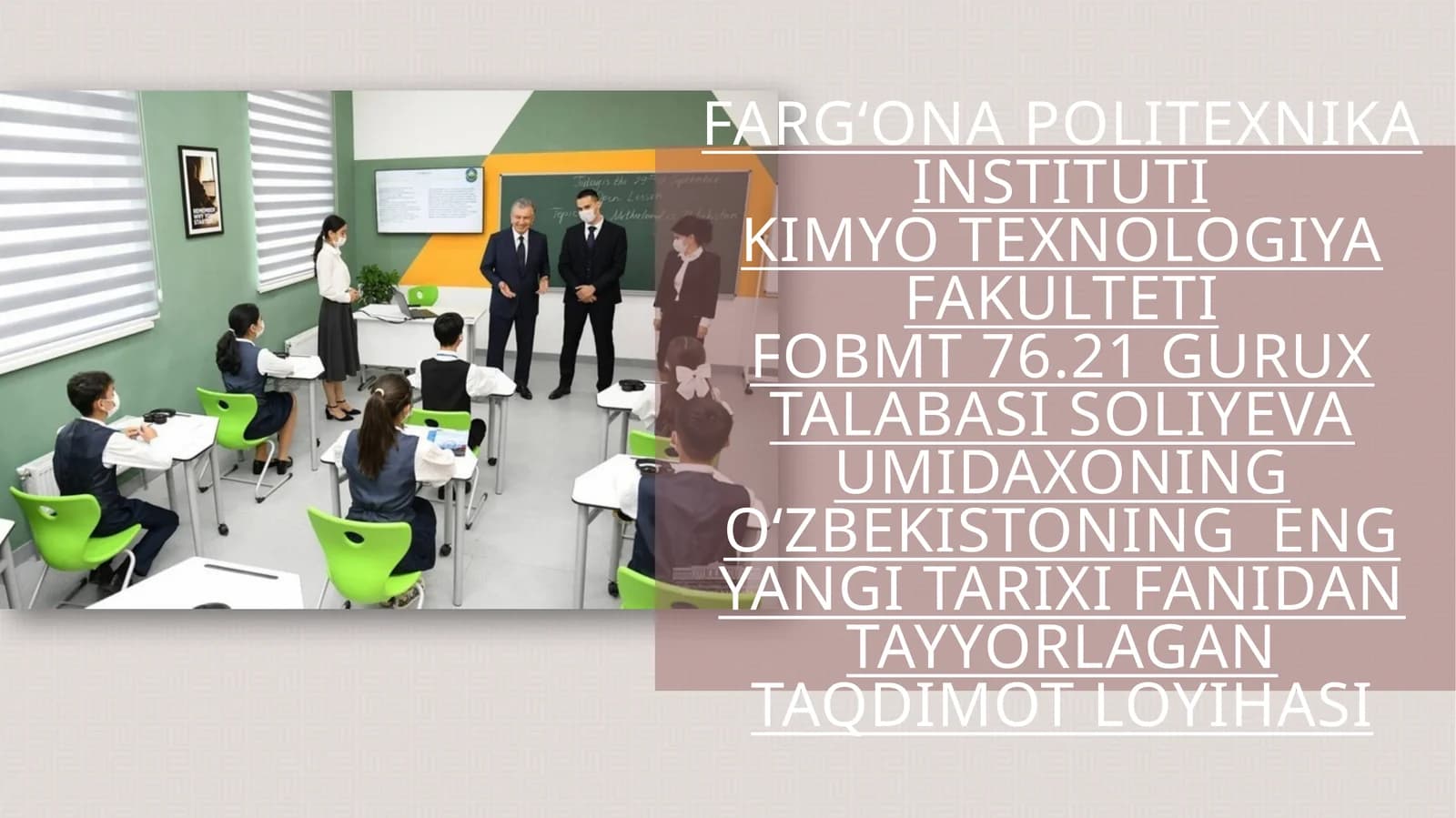 TA'LIM TIZIMINI RIVOJLANTIRISH SOHASIDAGI ISLOHOTLAR