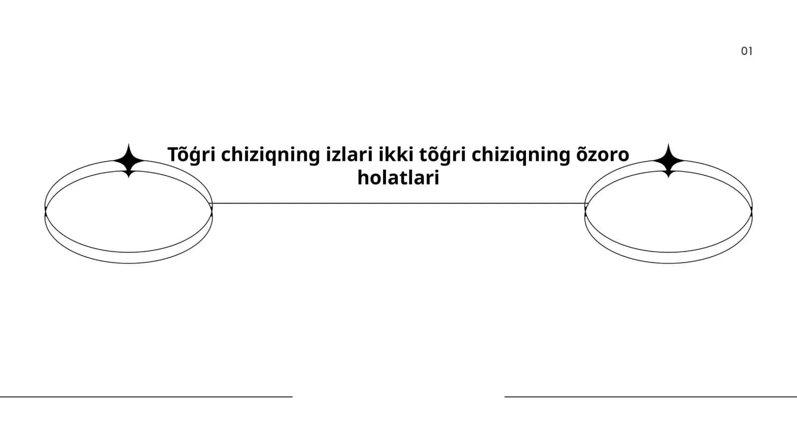 Tõģri chiziqning izlari ikki tõģri chiziqning õzoro holatlari