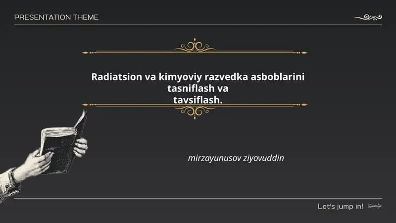 Radiatsion va kimyoviy razvedka asboblarini tasniflash va tavsiflash