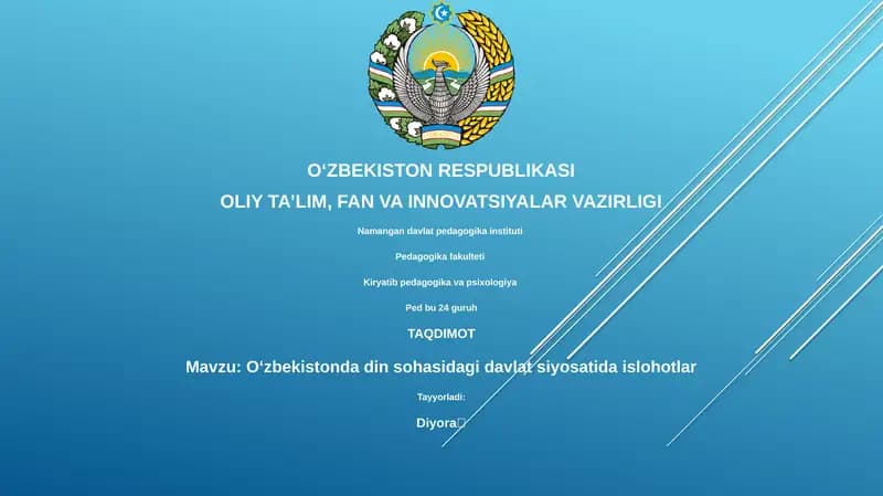 Oʻzbekistonda din sohasidagi davlat siyosatida islohotlar