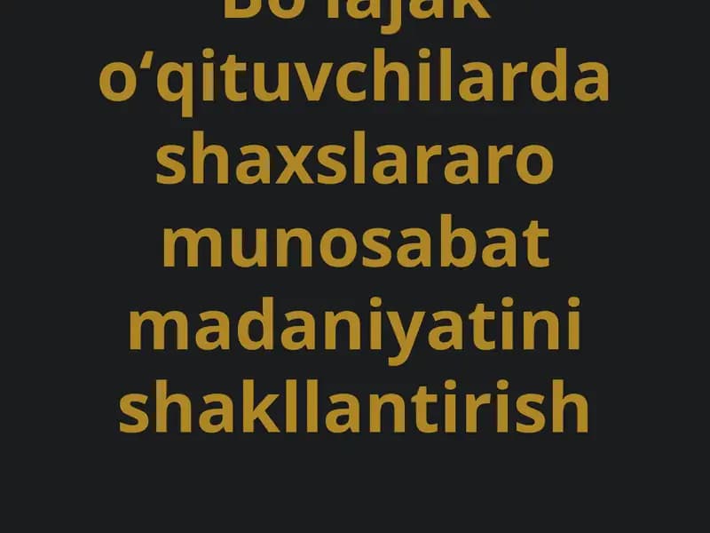 Shaxslararo munosabat madaniyati