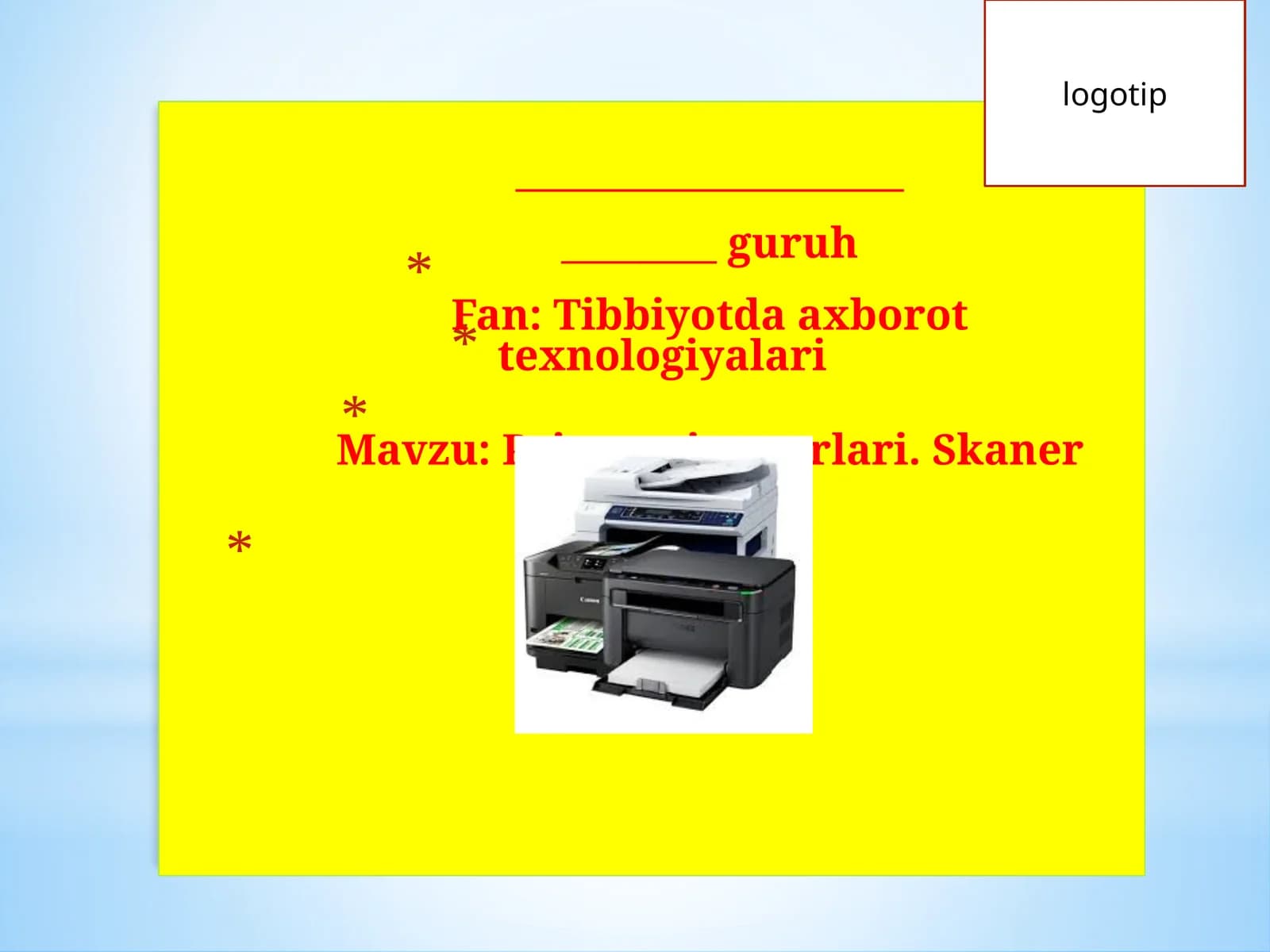 Printerning turlari va Skaner turlari