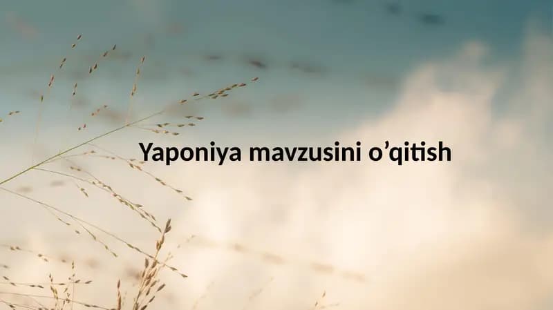 Yaponiya mavzusini o’qitish