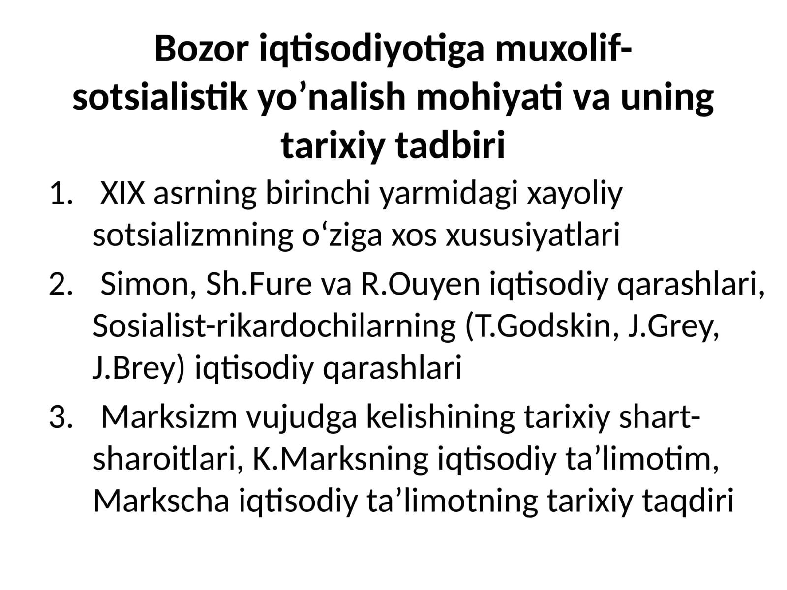 Bozor iqtisodiyotiga muxolif-sotsialistik yo'nalish mohiyati va uning tarixiytadqiri