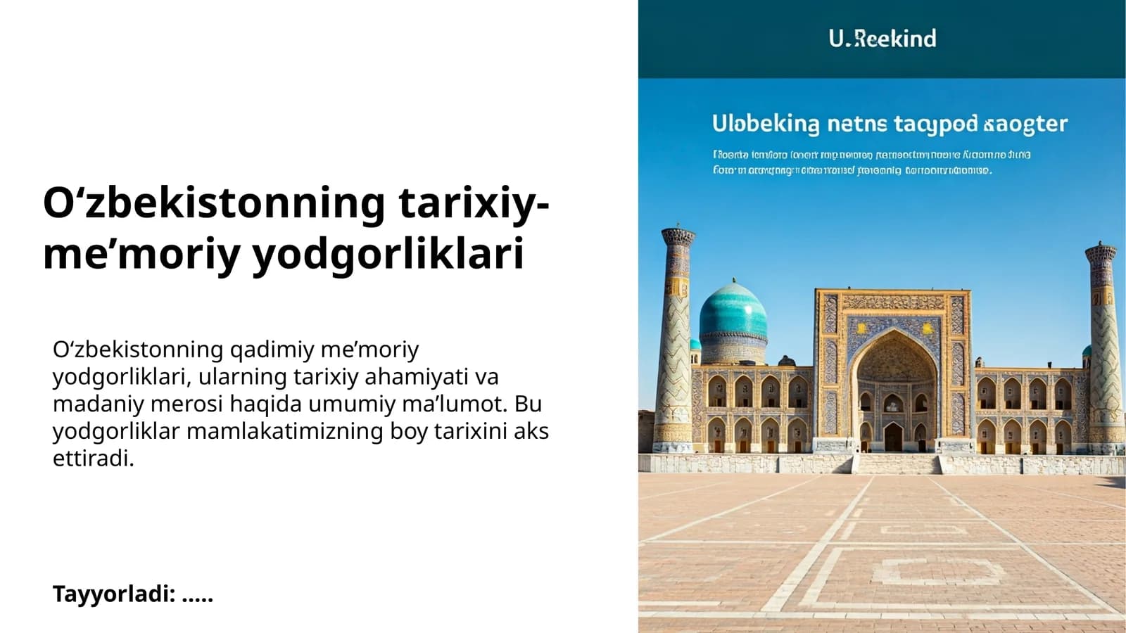 Samarqand - Amir Temur davri me'moriy yodgorliklari