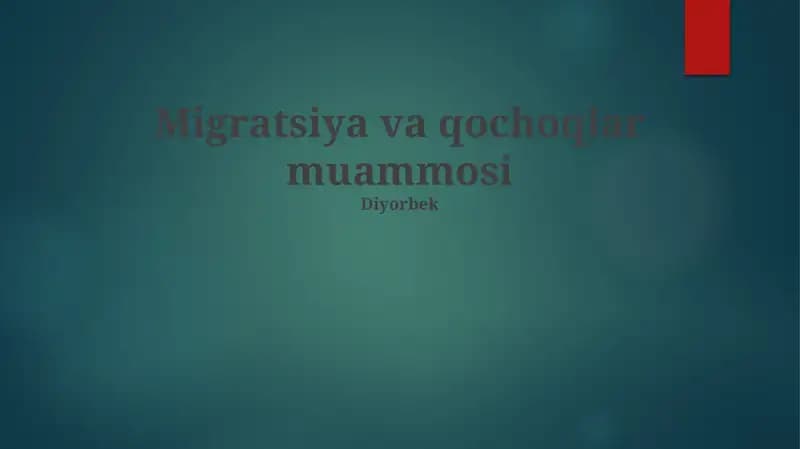 Migratsiya va qochoqlar muammosi