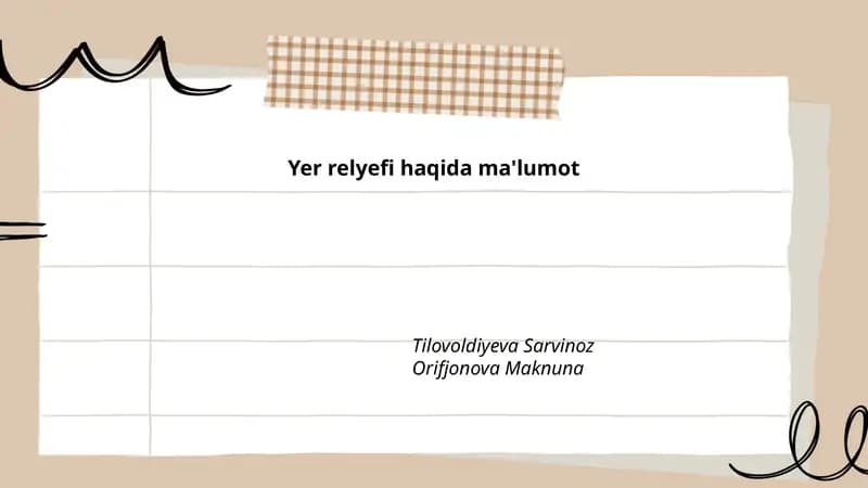 Yer relyefi haqida ma'lumot