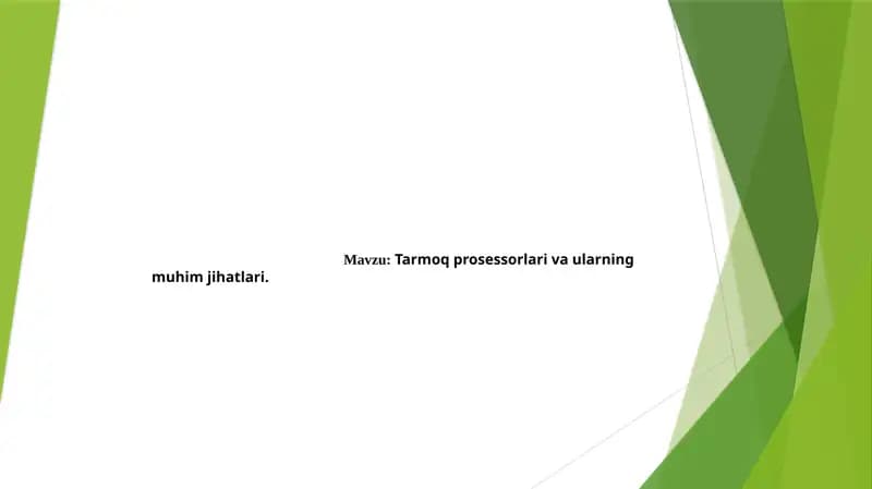 Tarmoq prosessorlari va ularning muhim jihatlari.