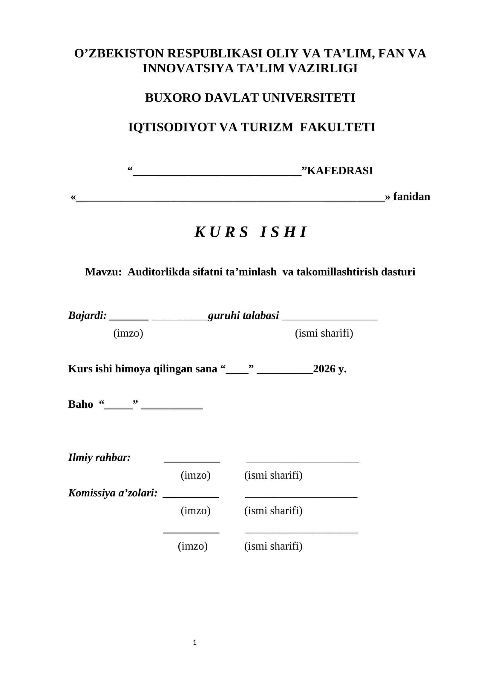 Auditorlikda sifatni ta’minlash va takomillashtirish dasturi