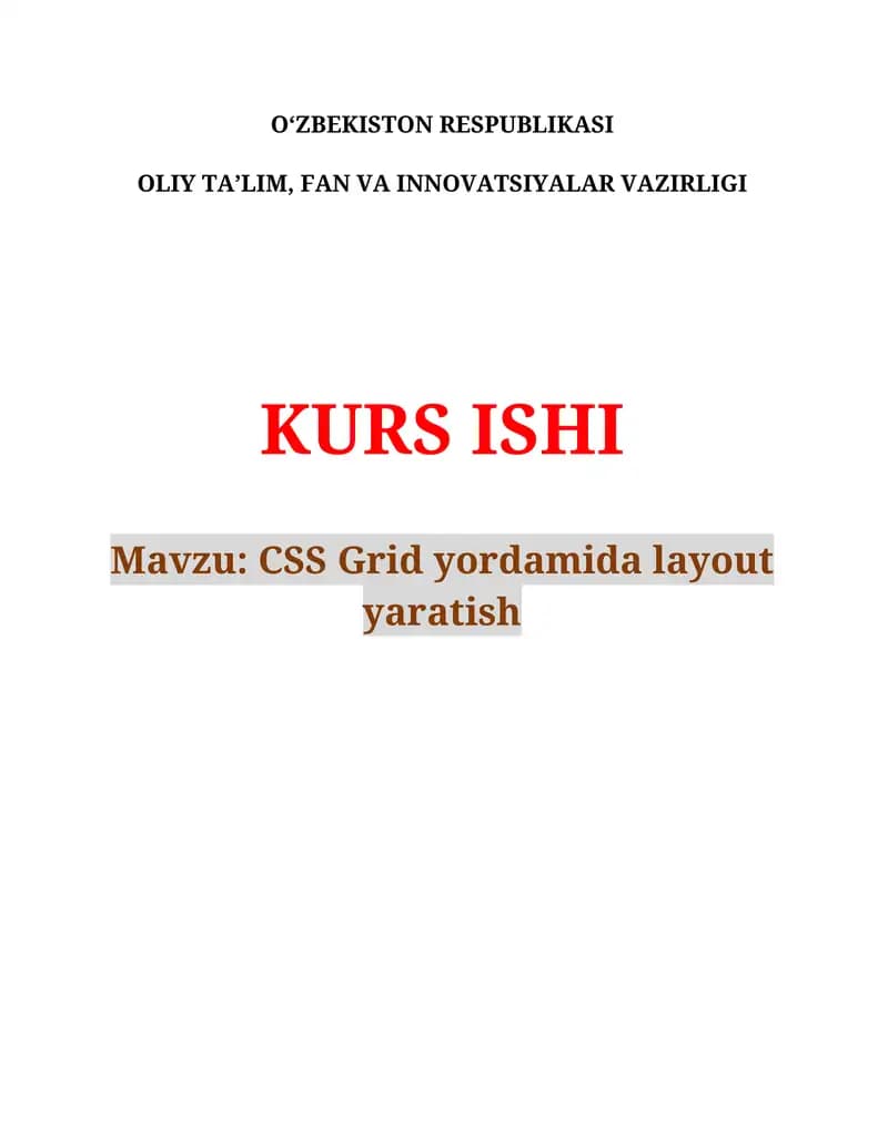 CSS Grid yordamida layout yaratish