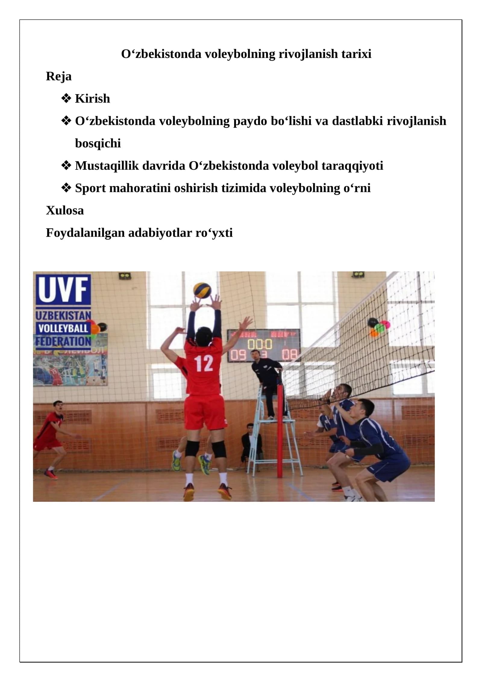O‘zbekistonda voleybolning rivojlanish tarixi