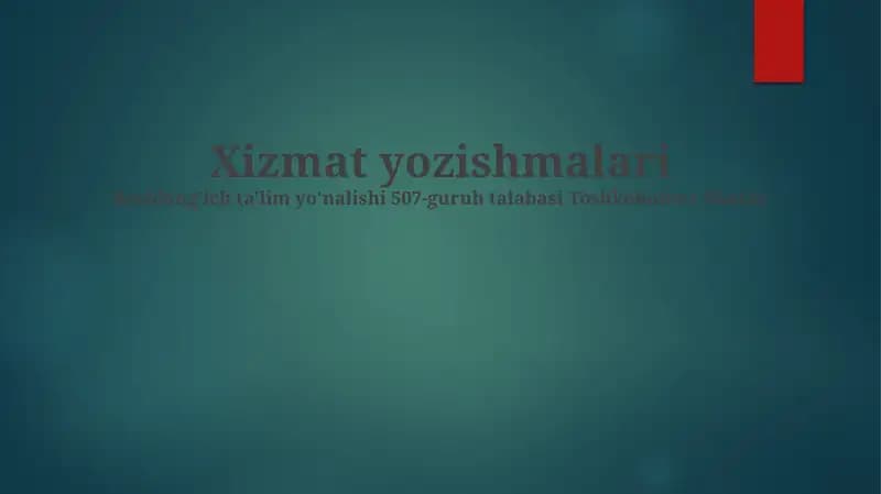 Xizmat yozishmalari
