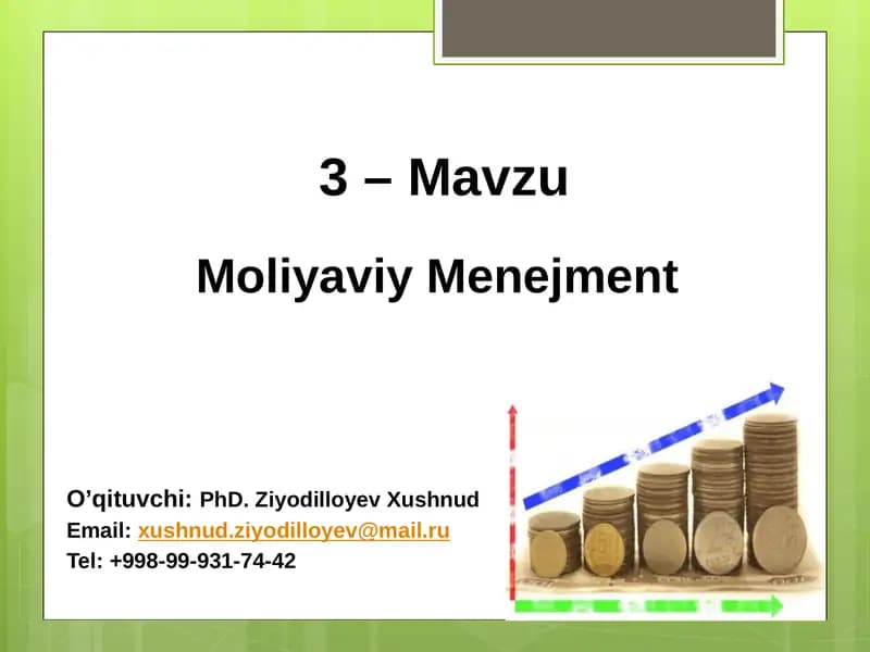 Молиявий менежментнинг математик асослари