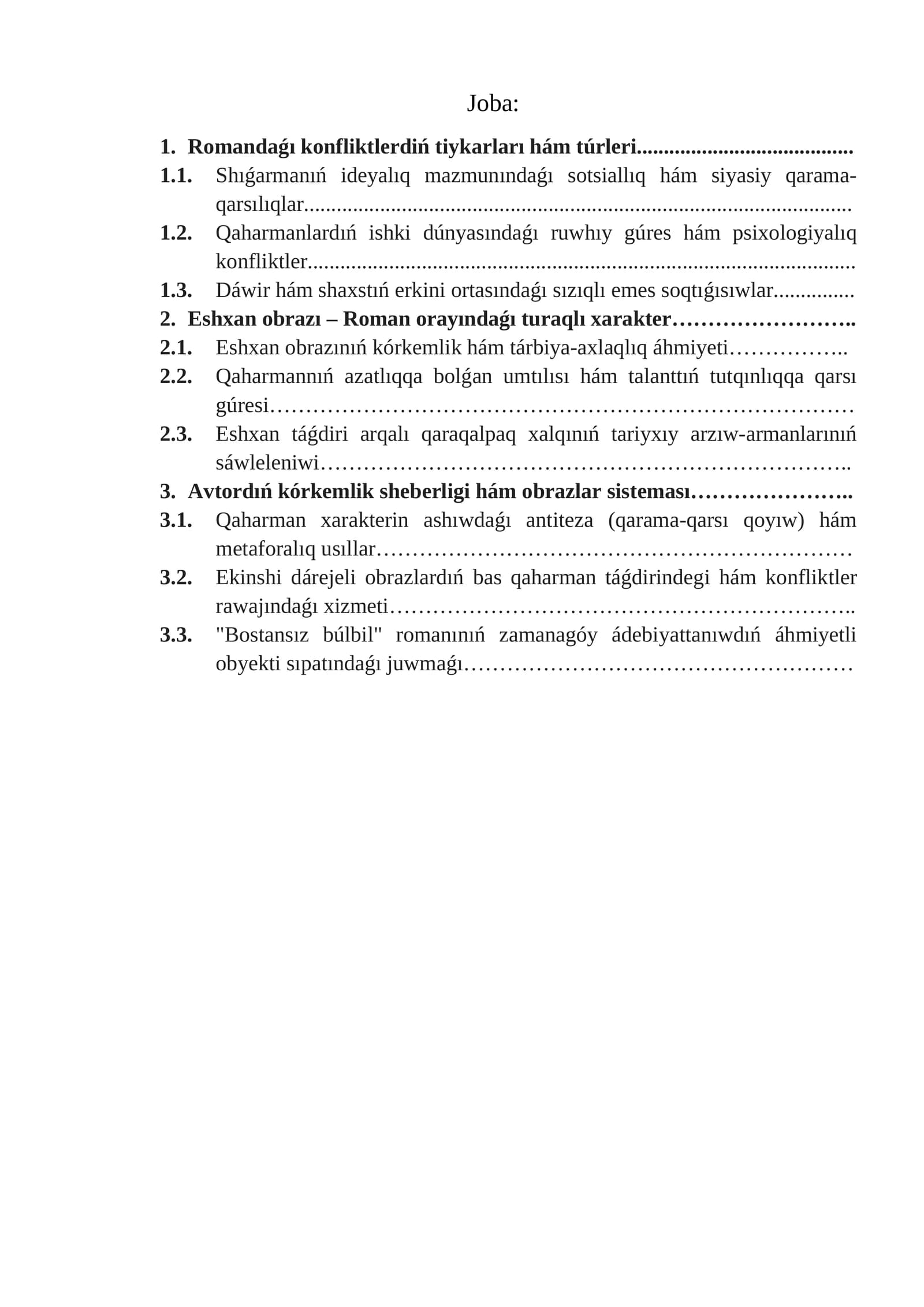 Romandaǵı konfliktlerdiń tiykarları hám túrleri
