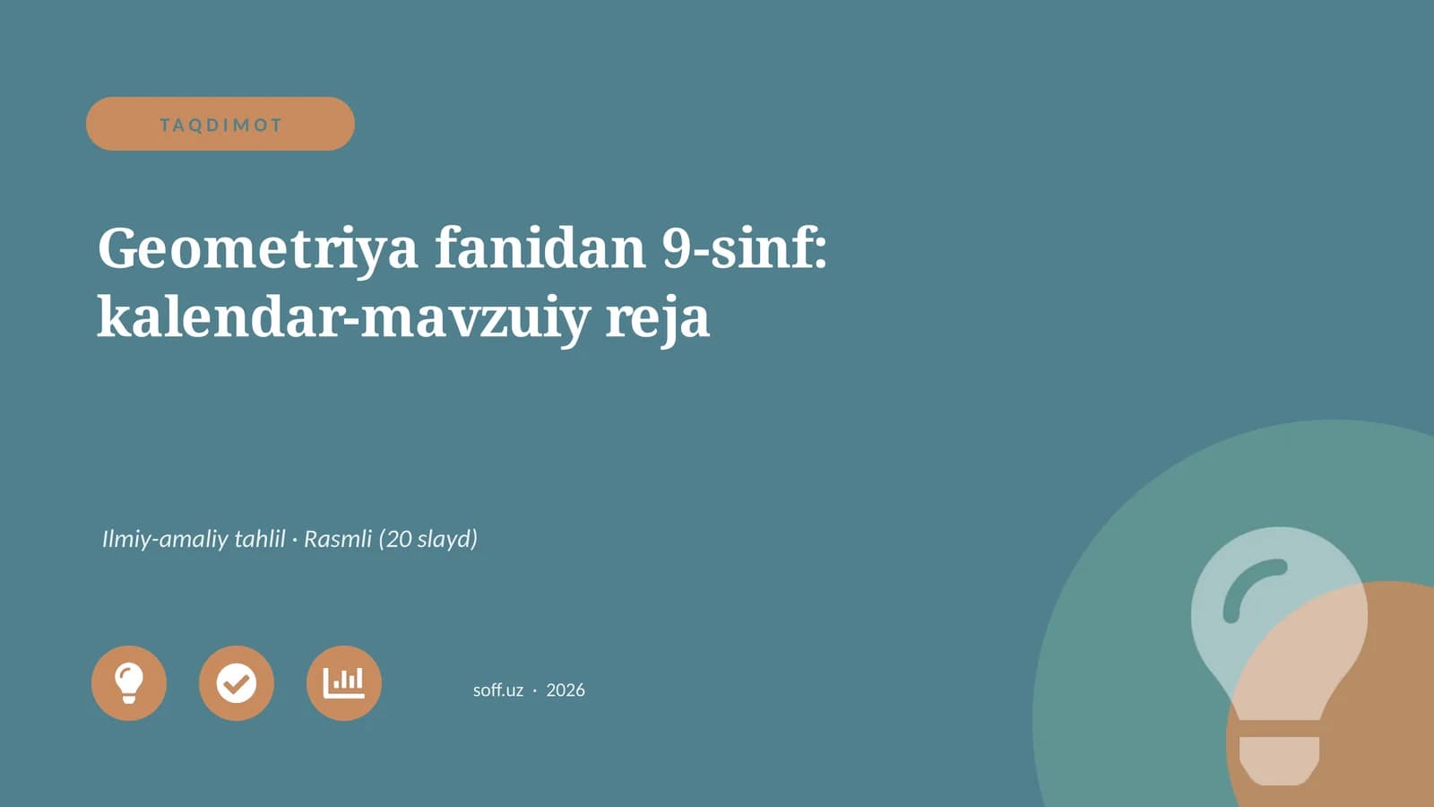 Geometriya fanidan 9-sinf: kalendar-mavzuiy reja