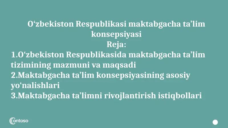 O‘zbekiston Respublikasi maktabgacha ta’lim konsepsiyasi