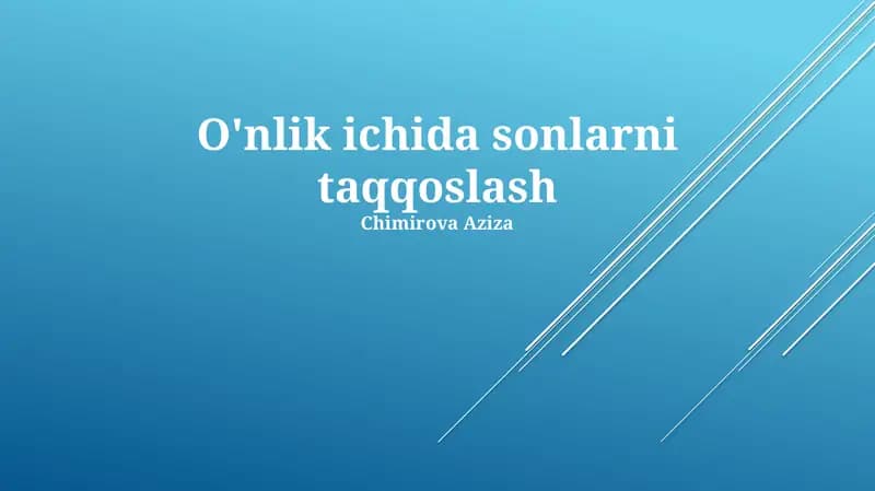 O'nlik ichida sonlarni taqqoslash