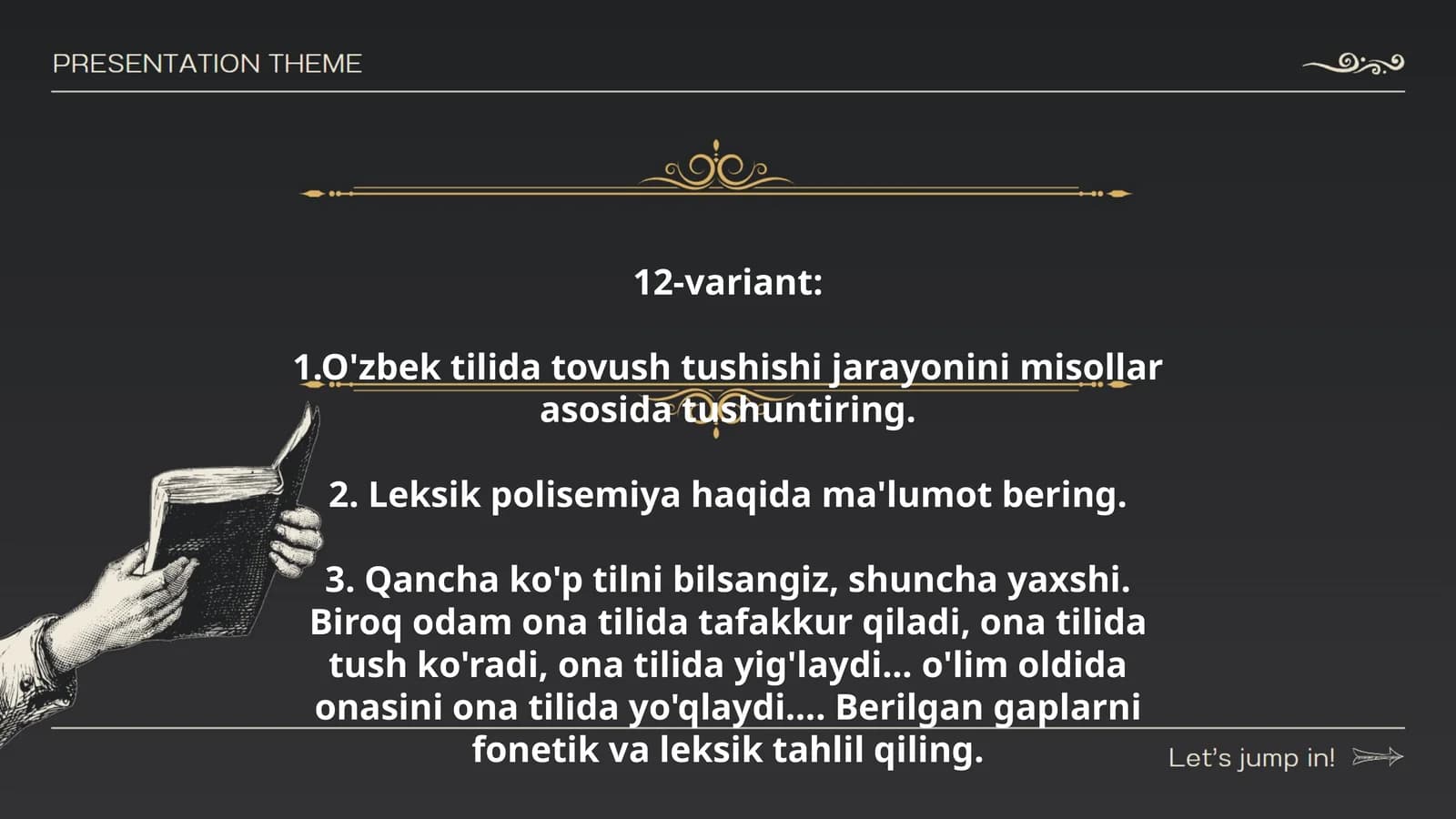 O'zbek tilida tovush tushishi jarayonini misollar asosida tushuntiring