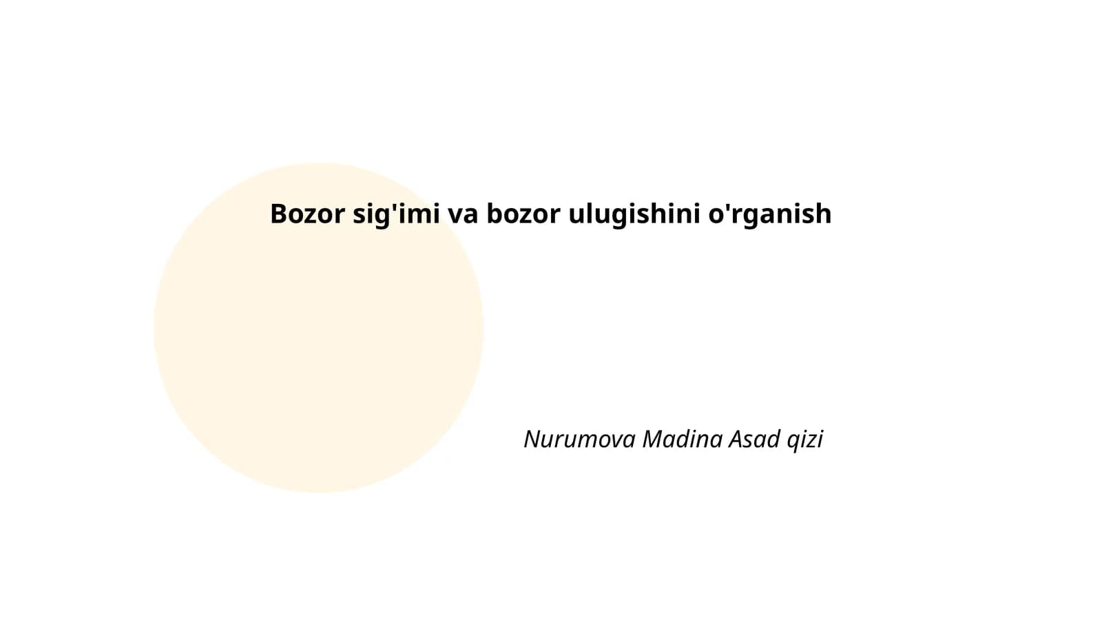 Bozor sig'imi va bozor ulugishini o'rganish