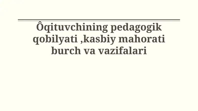 O'qituvchining mas'uliyati